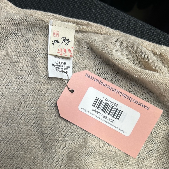 7th Ray Beige laced sleeve Cardigan new with tags large - Picture 6 of 6